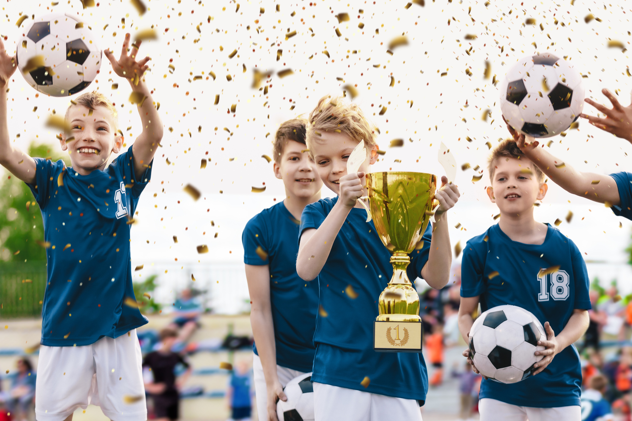 Children's Soccer Team Celebrating a Win